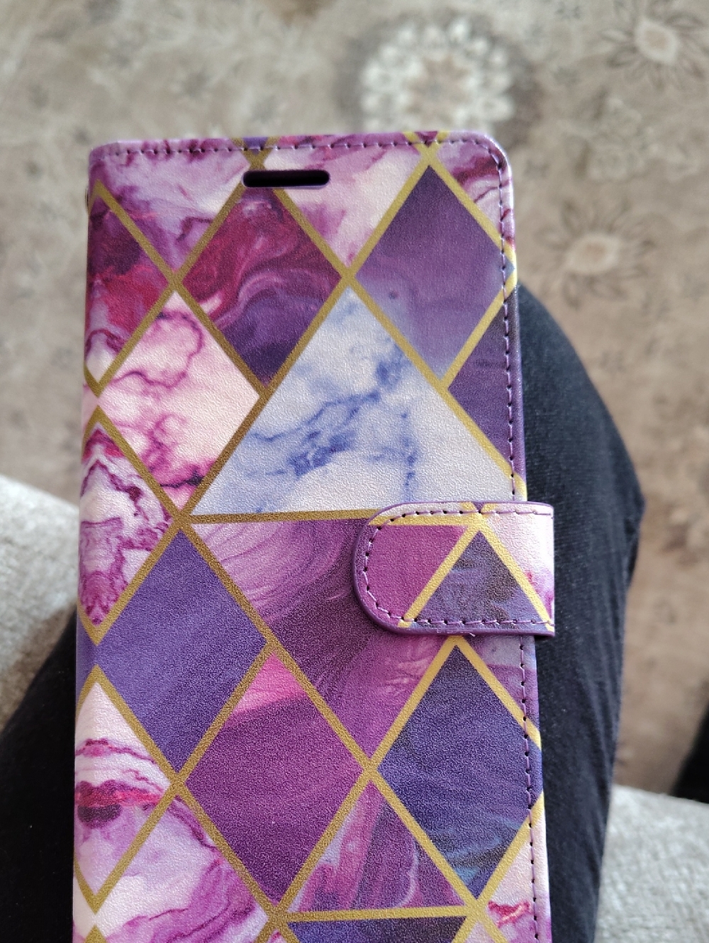 Purple Marble Geometric Wallet Phone Case - Unbranded
